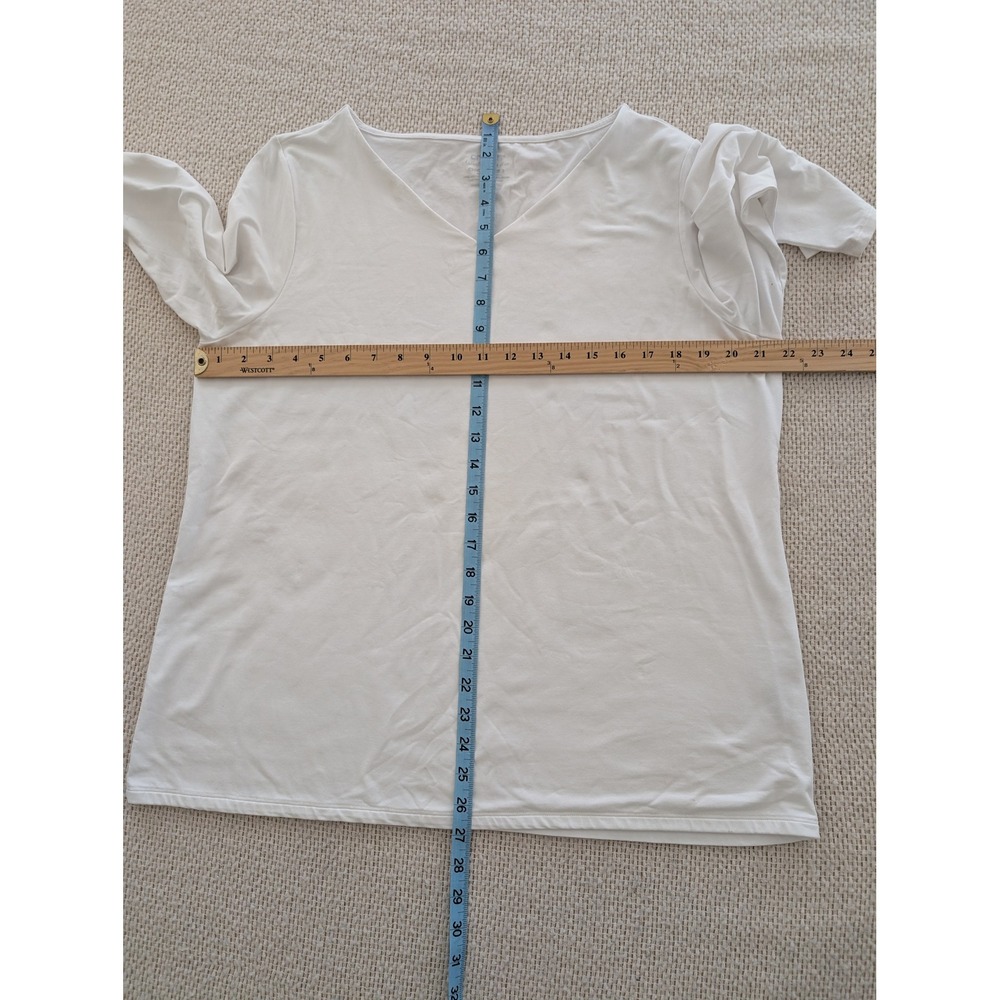 Chicos The Ultimate Tee White V-Neck 3/4 Sleeve Pima Cotton Modal Top Size 3 XL - Picture 5 of 7